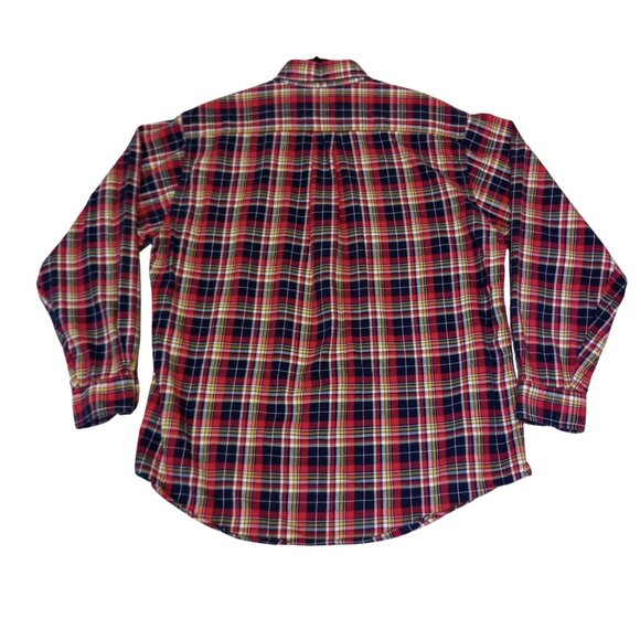 Brooks Brothers Shirt Flannel Plaid Regular Fit L Red/Blue/Yellow Mens Cotton - Picture 2 of 6